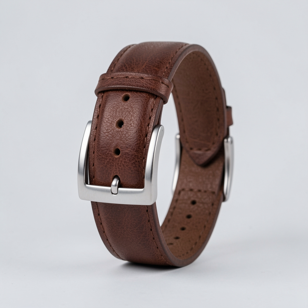 Centură din piele plină (full-grain) maro cu cataramă argintie simplă, lățime 35mm, cusături drepte, patinare naturală