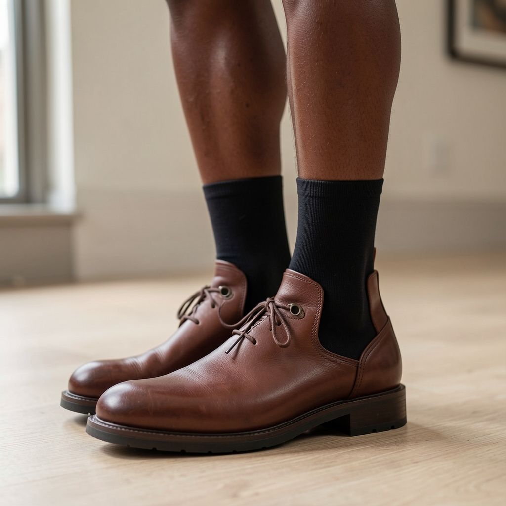Cizme Chelsea din piele maro cu elastic lateral, talpă din cauciuc vulcanizat, vârf rotund, stil clasic britanic