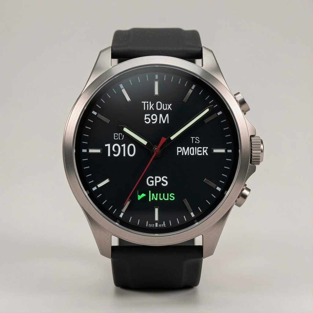 Apple Watch Ultra 2 Titanium 49mm frontal cu ecran AMOLED aprins, afișând cadranul Modular Ultra cu date altitudine, GPS și puls