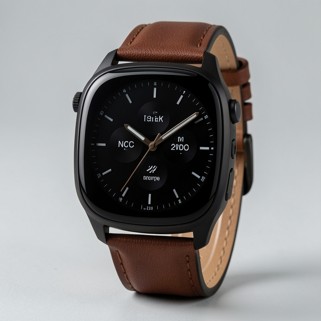 Fossil Gen 6 Wellness Edition negru cu curea de piele brun, design hibrid clasic-smartwatch, Wear OS, NFC Google Pay, baterie 24h